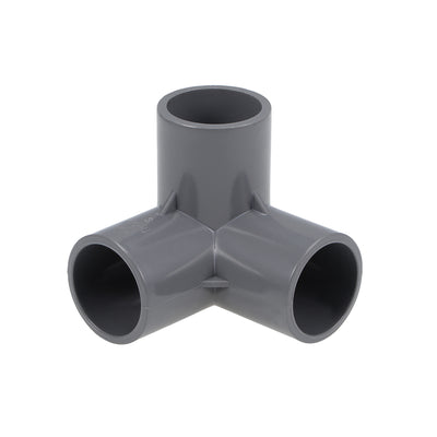 Harfington Uxcell 3-Way Elbow Metric PVC Fitting, 25mm Socket, Tee Corner Fittings Gray 2Pcs