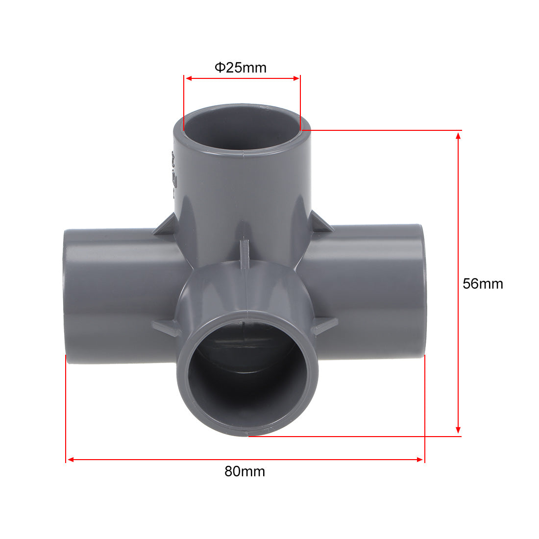 uxcell Uxcell 4 Way 25mm Tee Metric PVC Fitting Elbow - PVC Furniture - PVC Elbow Fittings Gray 2Pcs