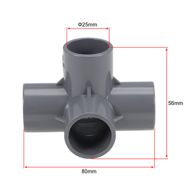 Harfington Uxcell 4 Way 25mm Tee Metric PVC Fitting Elbow - PVC Furniture - PVC Elbow Fittings Gray 2Pcs