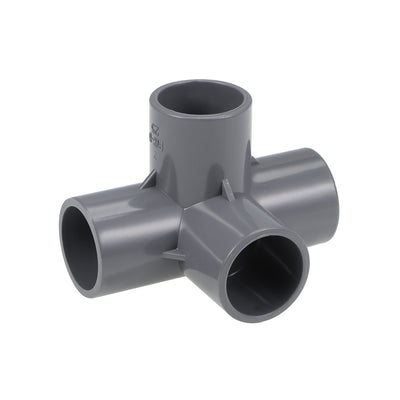 Harfington Uxcell 4 Way 25mm Tee Metric PVC Fitting Elbow - PVC Furniture - PVC Elbow Fittings Gray 2Pcs