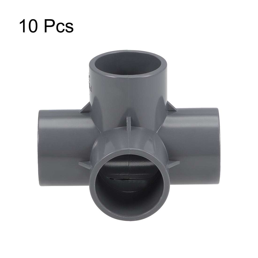 uxcell Uxcell 4 Way 32mm Tee Metric PVC Fitting Elbow - PVC Furniture - PVC Elbow Fittings Gray 10Pcs