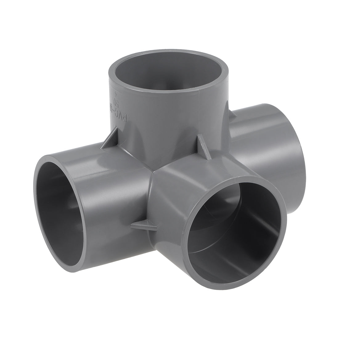 uxcell Uxcell 4-Way 50mm Tee Metric PVC Fitting Elbow - PVC Furniture - PVC Elbow Fittings Gray