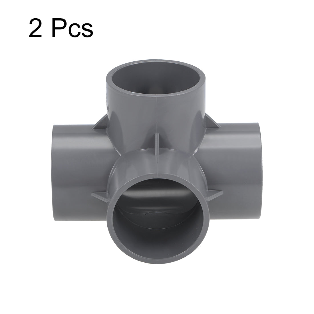 uxcell Uxcell 4 Way 50mm Tee Metric PVC Fitting Elbow - PVC Furniture - PVC Elbow Fittings Gray 2Pcs