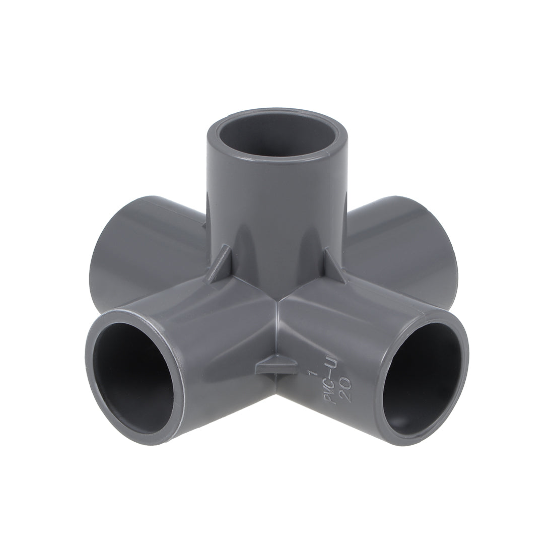 uxcell Uxcell 5 Way 20mm Tee Metric PVC Fitting Elbow - PVC Furniture Elbow Fittings Gray 5Pcs