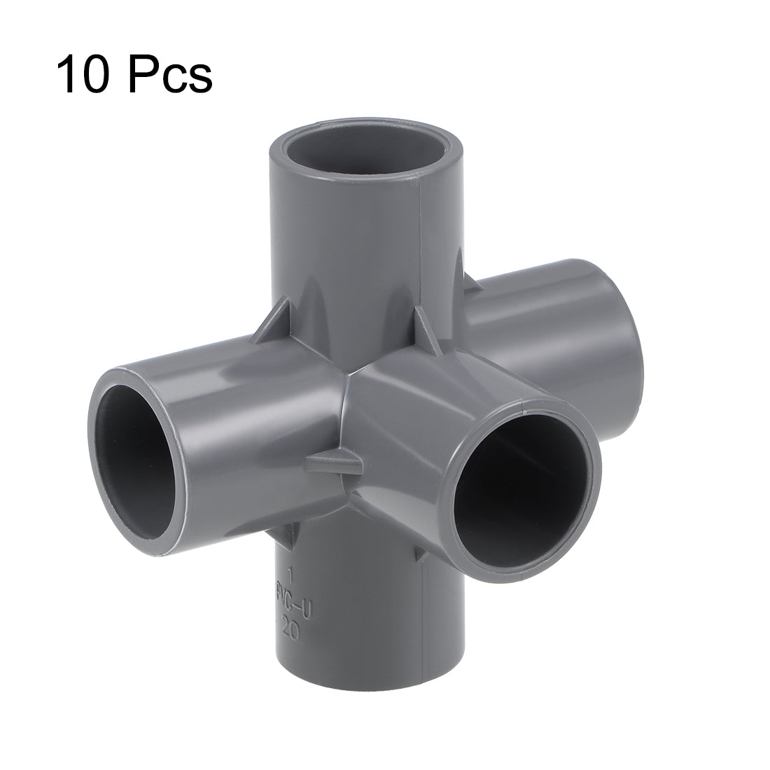 uxcell Uxcell 5 Way 20mm Tee Metric PVC Fitting Elbow - PVC Furniture Elbow Fittings Gray 10Pcs