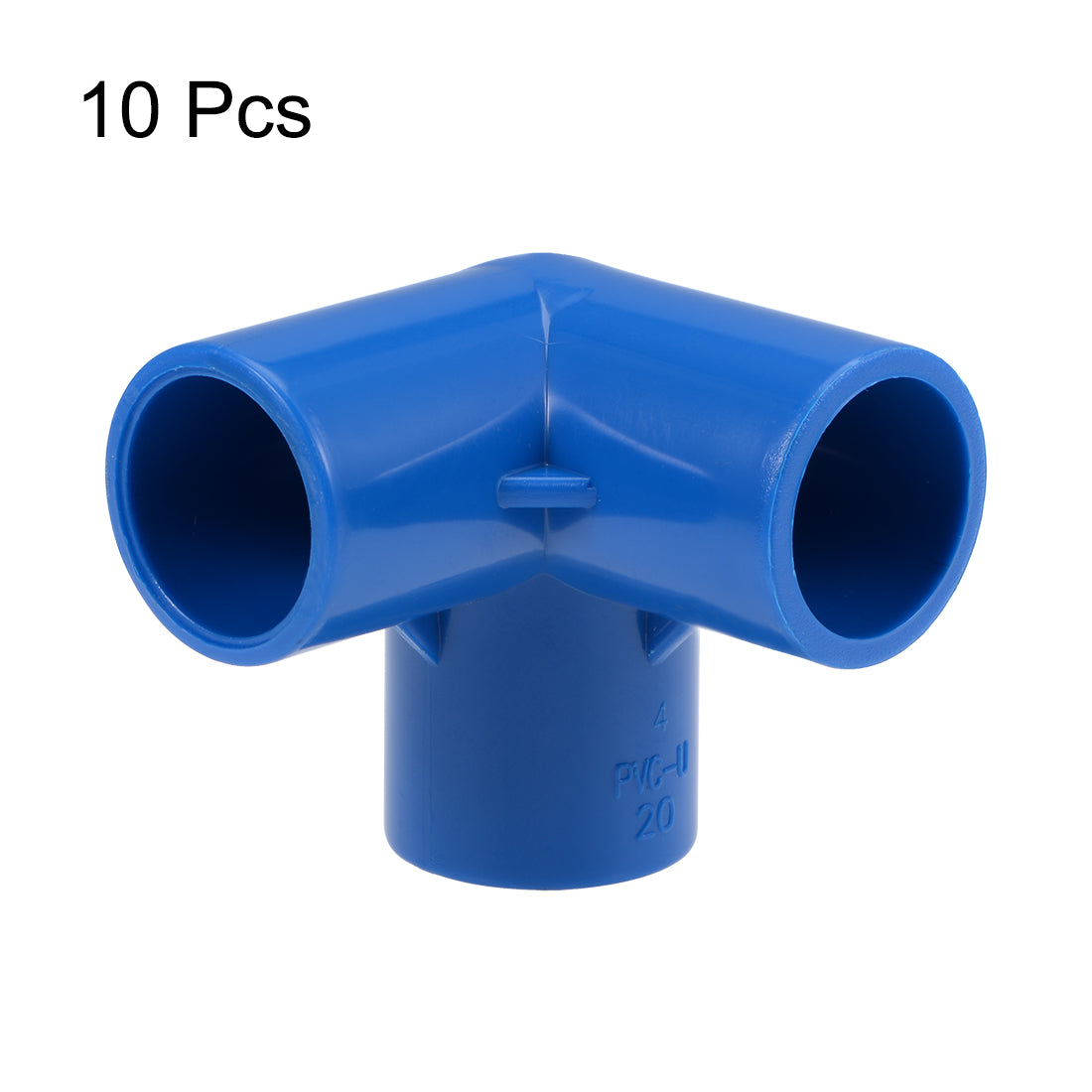 uxcell Uxcell 3-Way Elbow Metric PVC Fitting, 20mm Socket, Tee Corner Fittings Blue 10Pcs