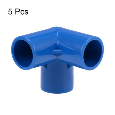 Harfington Uxcell 3-Way Elbow Metric PVC Fitting, 25mm Socket, Tee Corner Fittings Blue 5Pcs