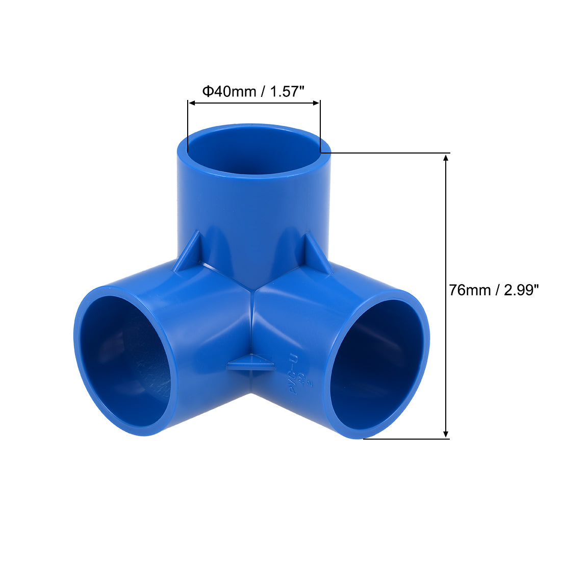 uxcell Uxcell 3 Way Elbow Metric PVC Fitting, 40mm Socket, Tee Corner Fittings Blue