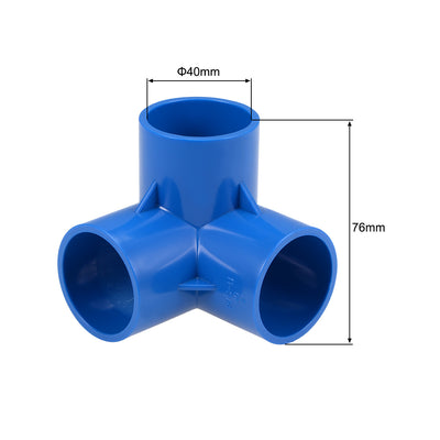 Harfington Uxcell 3-Way Elbow Metric PVC Fitting, 40mm Socket, Tee Corner Fittings Blue 2Pcs