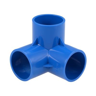 Harfington Uxcell 3-Way Elbow Metric PVC Fitting, 40mm Socket, Tee Corner Fittings Blue 2Pcs