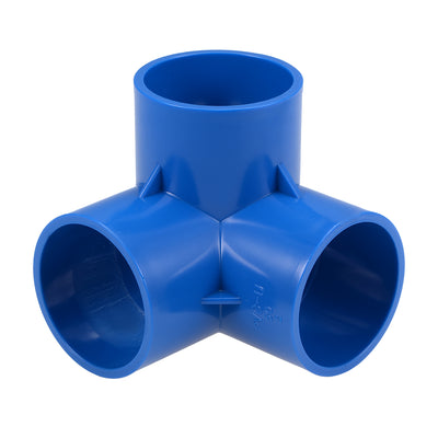 Harfington Uxcell 3-Way Elbow Metric PVC Fitting, 50mm Socket, Tee Corner Fittings Blue 2Pcs