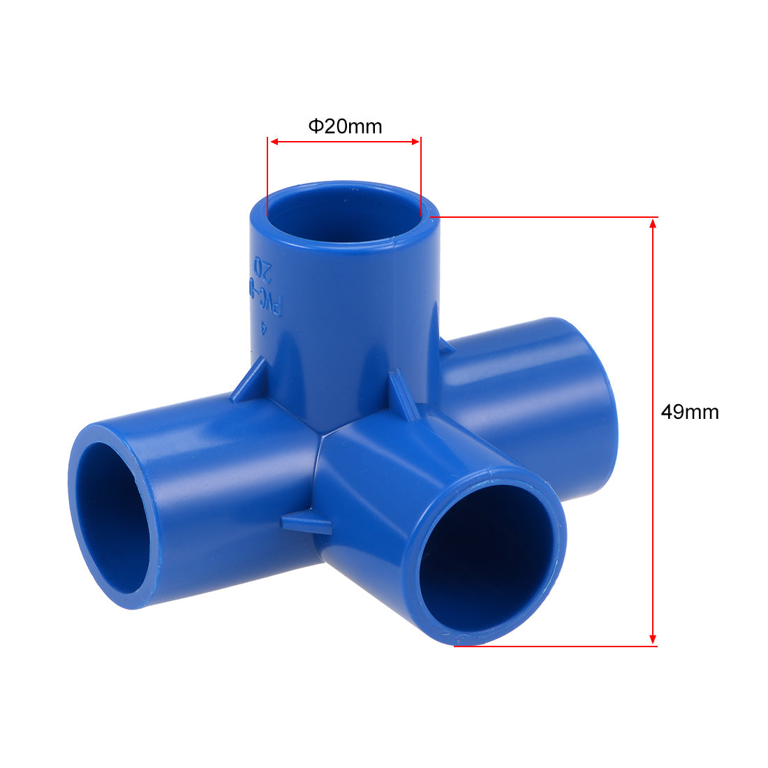 uxcell Uxcell 4 Way 20mm Tee Metric PVC Fitting Elbow - PVC Furniture - PVC Elbow Fittings Blue 5Pcs