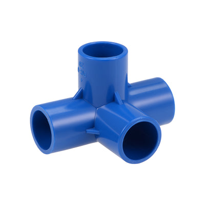 Harfington Uxcell 4 Way 20mm Tee Metric PVC Fitting Elbow - PVC Furniture - PVC Elbow Fittings Blue 5Pcs