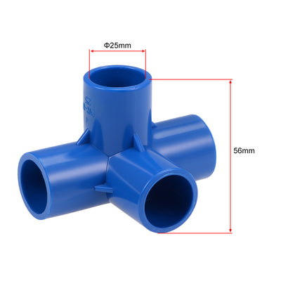 Harfington Uxcell 4 Way 25mm Tee Metric PVC Fitting Elbow - PVC Furniture - PVC Elbow Fittings Blue 10Pcs