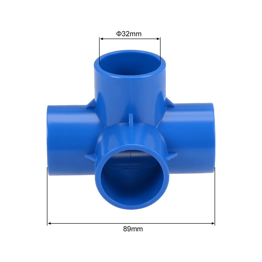 uxcell Uxcell 4 Way 32mm Tee Metric PVC Fitting Elbow - PVC Furniture - PVC Elbow Fittings Blue 10Pcs