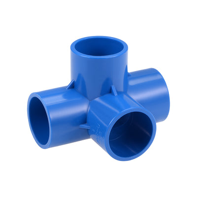 Harfington Uxcell 4 Way 32mm Tee Metric PVC Fitting Elbow - PVC Furniture - PVC Elbow Fittings Blue 10Pcs