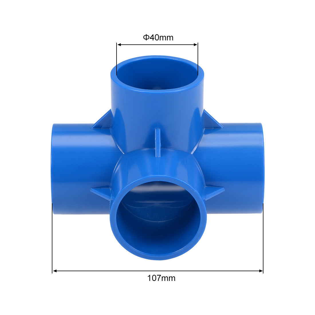 uxcell Uxcell 4 Way 40mm Tee Metric PVC Fitting Elbow - PVC Furniture Elbow Fittings Blue