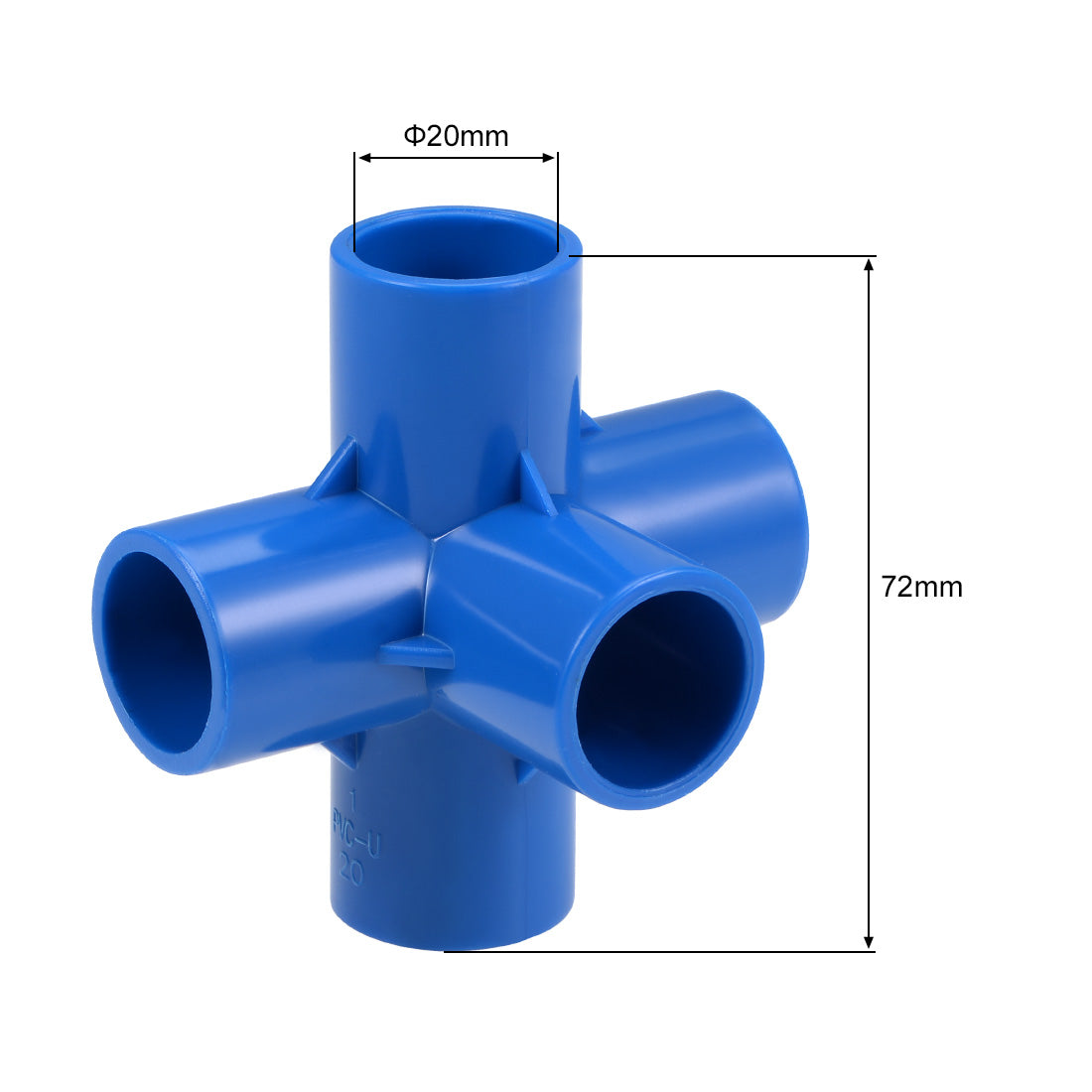 uxcell Uxcell 5 Way 20mm Tee Metric PVC Fitting Elbow - PVC Furniture Elbow Fittings Blue 2Pcs