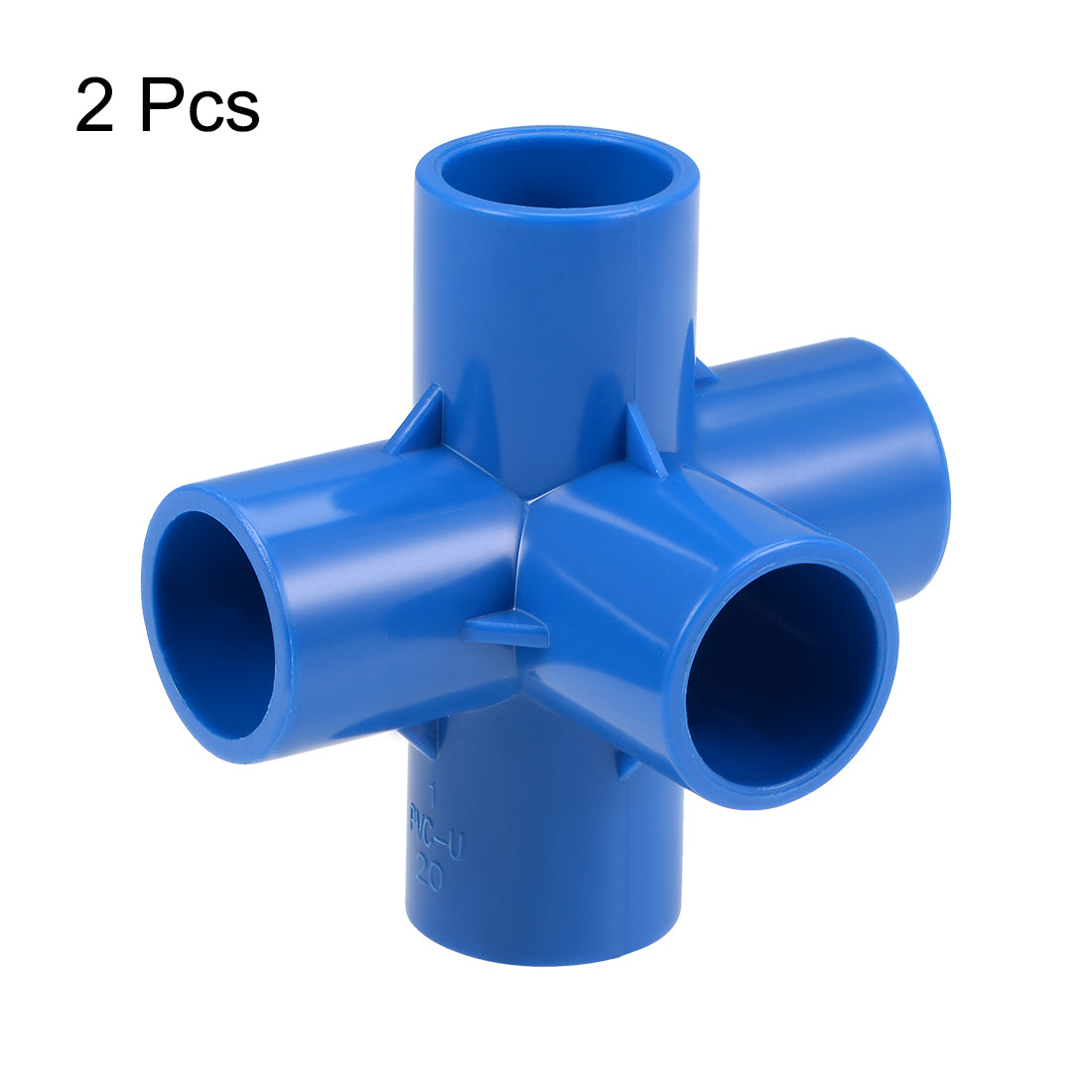 uxcell Uxcell 5 Way 20mm Tee Metric PVC Fitting Elbow - PVC Furniture Elbow Fittings Blue 2Pcs