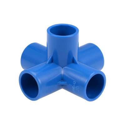 Harfington Uxcell 5 Way 20mm Tee Metric PVC Fitting Elbow - PVC Furniture Elbow Fittings Blue 2Pcs