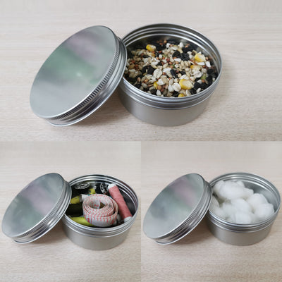 Harfington Uxcell 5oz Round Aluminum Cans Tin Can Screw Top Metal Lid Containers 150ml, 10pcs