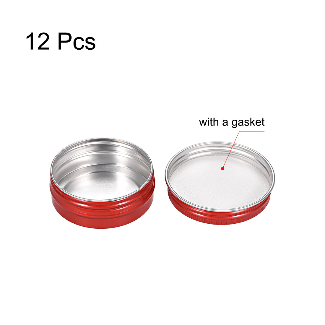 uxcell Uxcell 1 oz Round Aluminum Cans Tin Can Screw Top Metal Lid Containers Red 30ml 12pcs