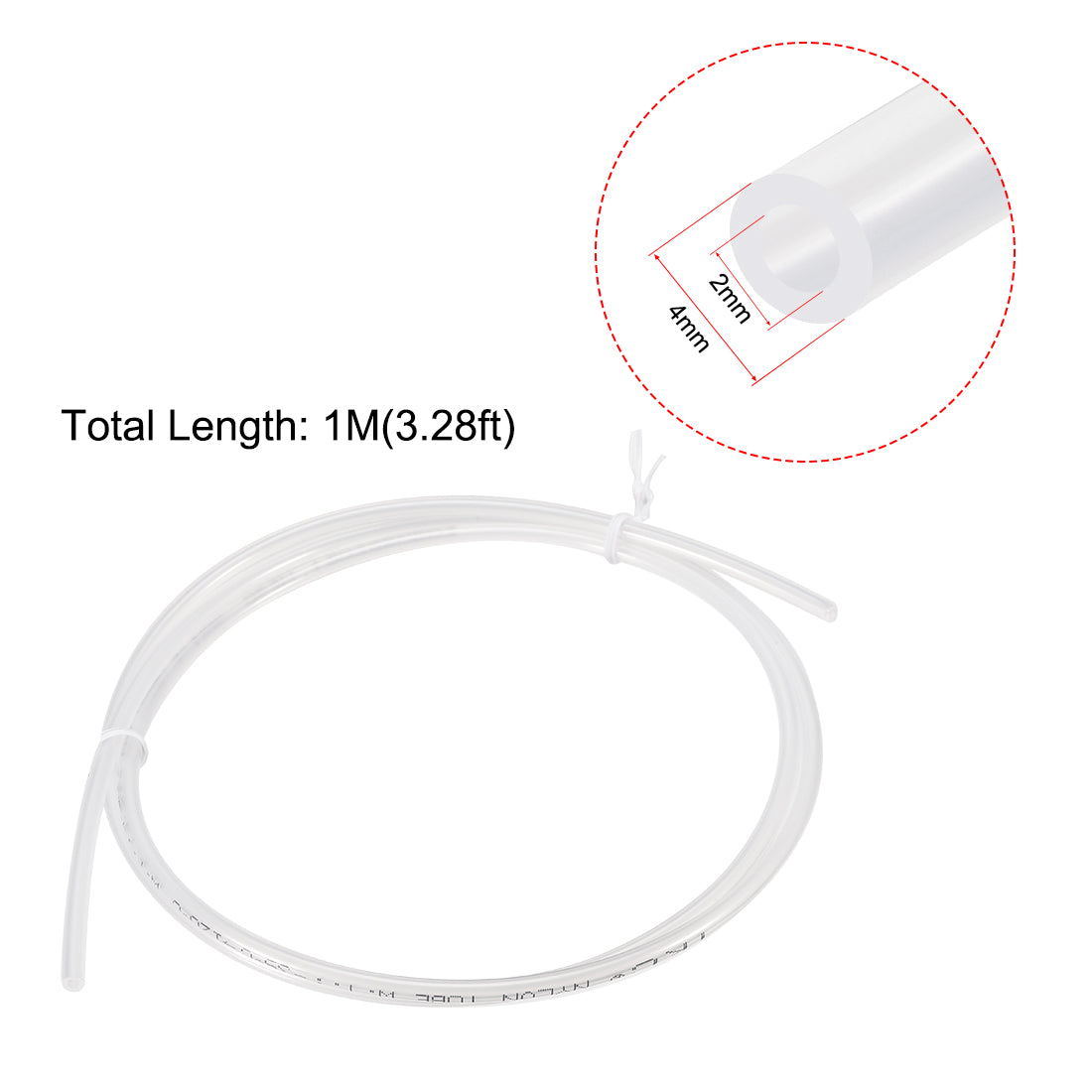 uxcell Uxcell Pneumatisch Rohr 4mm(0.16")OD x 2mm(0.08")ID x 1m(3.28ft) Druckluftbremse Rohr Nylon Luftleitung Klar