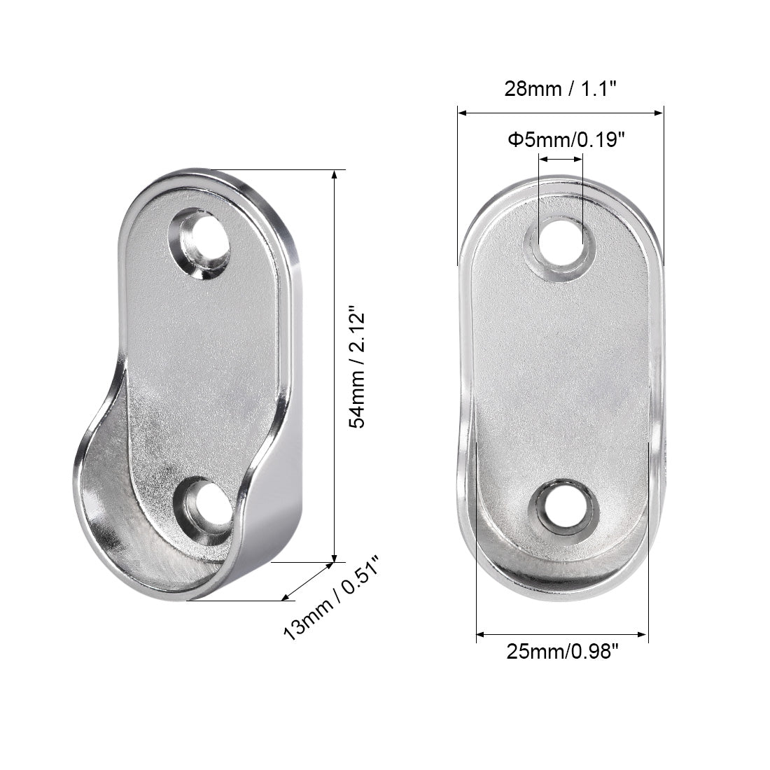 uxcell Uxcell 10 Stk. Zinklegierung Oval Wandschrank Stange Ende Halter Stange Dmr. 25mm