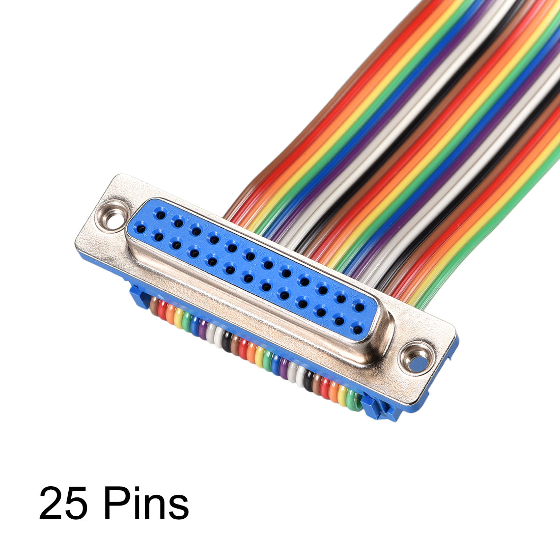 uxcell Uxcell IDC Rainbow Wire Flat Ribbon Cable DB25 Male to DB25 Female Connector 2.54mm Pitch 11.8inch Length