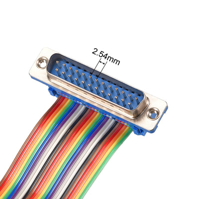 Harfington Uxcell IDC Rainbow Wire Flat Ribbon Cable DB25 Male to DB25 Female Connector 2.54mm Pitch 11.8inch Length