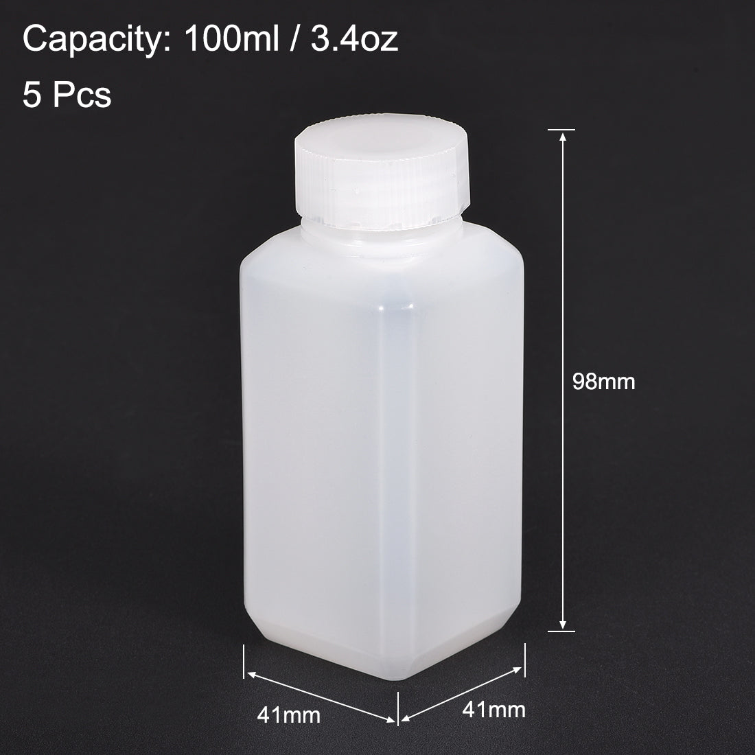 uxcell Uxcell Plastic Lab Chemical Reagent Bottle, 100ml/ 3.4oz Wide Mouth Sample Sealing Liquid/Solid Storage Bottles, White 5pcs