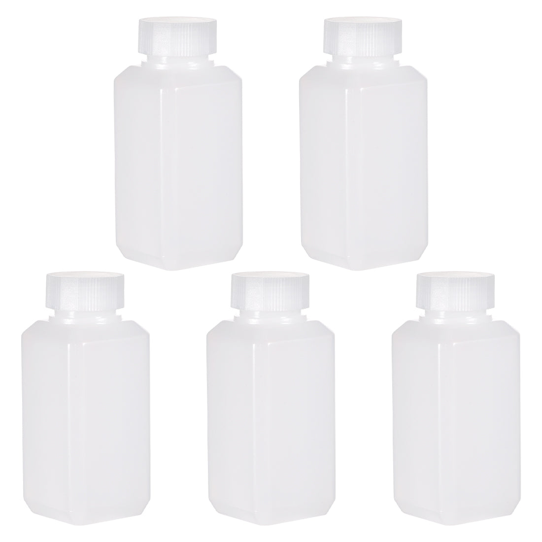 uxcell Uxcell Plastic Lab Chemical Reagent Bottle, 100ml/ 3.4oz Wide Mouth Sample Sealing Liquid/Solid Storage Bottles, White 5pcs