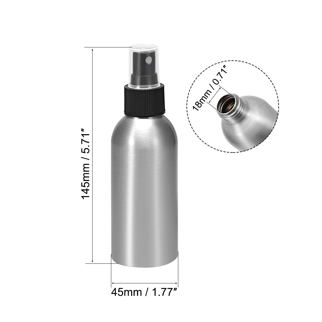 uxcell Uxcell 4oz/120ml Aluminium Spray Bottle with Black Fine Mist Sprayer, Empty Refillable Container Travel Bottle