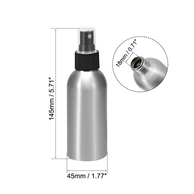 Harfington Uxcell 4oz/120ml Aluminium Spray Bottle with Black Fine Mist Sprayer, Empty Refillable Container Travel Bottle