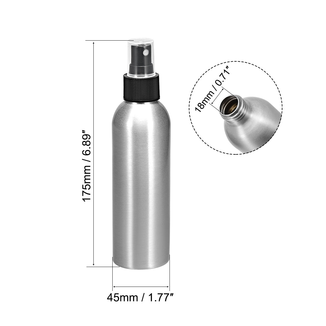 uxcell Uxcell 5oz/150ml Aluminium Spray Bottle with Black Fine Mist Sprayer, Empty Refillable Container Travel Bottle