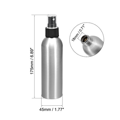 Harfington Uxcell 5oz/150ml Aluminium Spray Bottle with Black Fine Mist Sprayer, Empty Refillable Container Travel Bottle