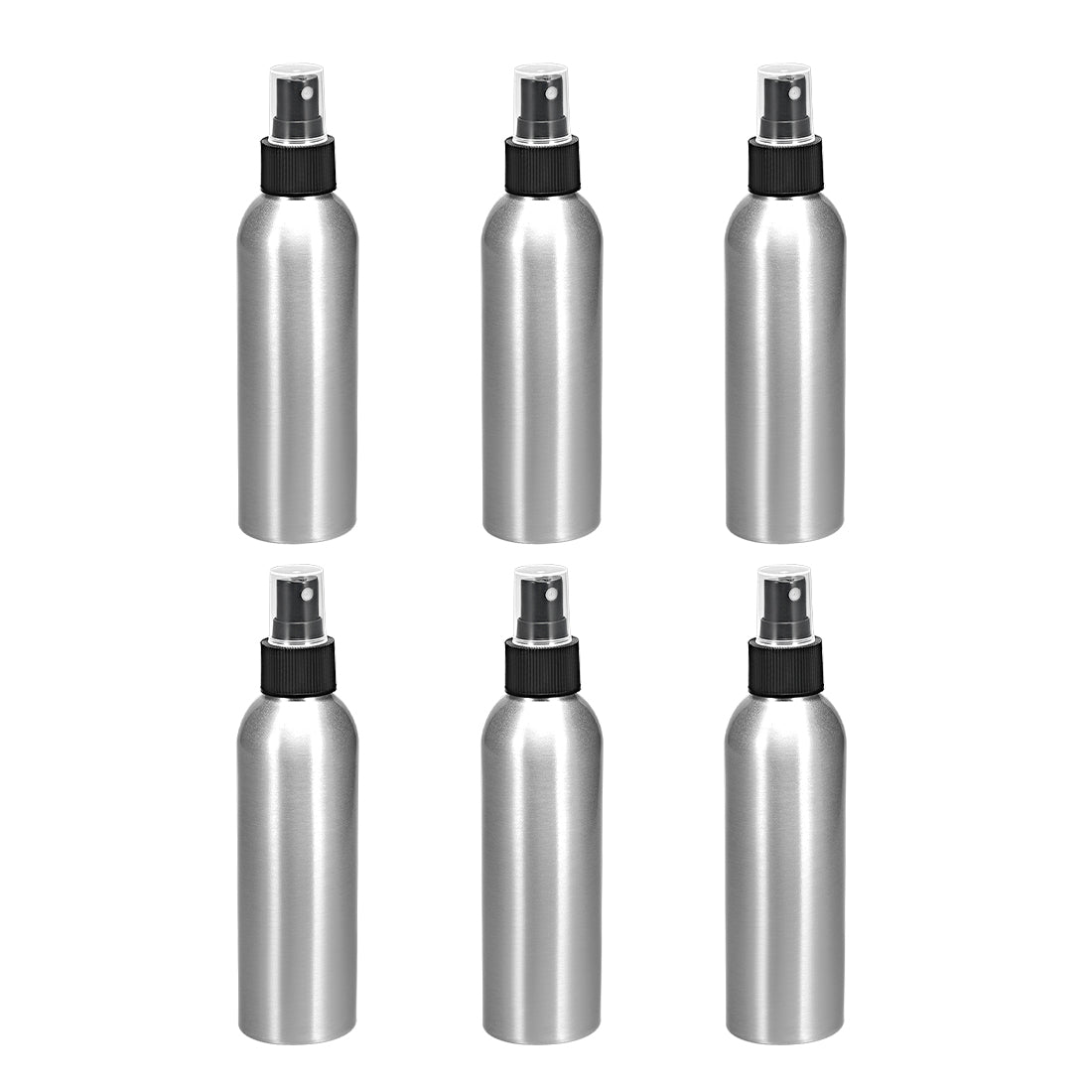 uxcell Uxcell 6pcs 5oz/150ml Aluminium Spray Bottle with Black Fine Mist Sprayer, Empty Refillable Container Travel Bottle