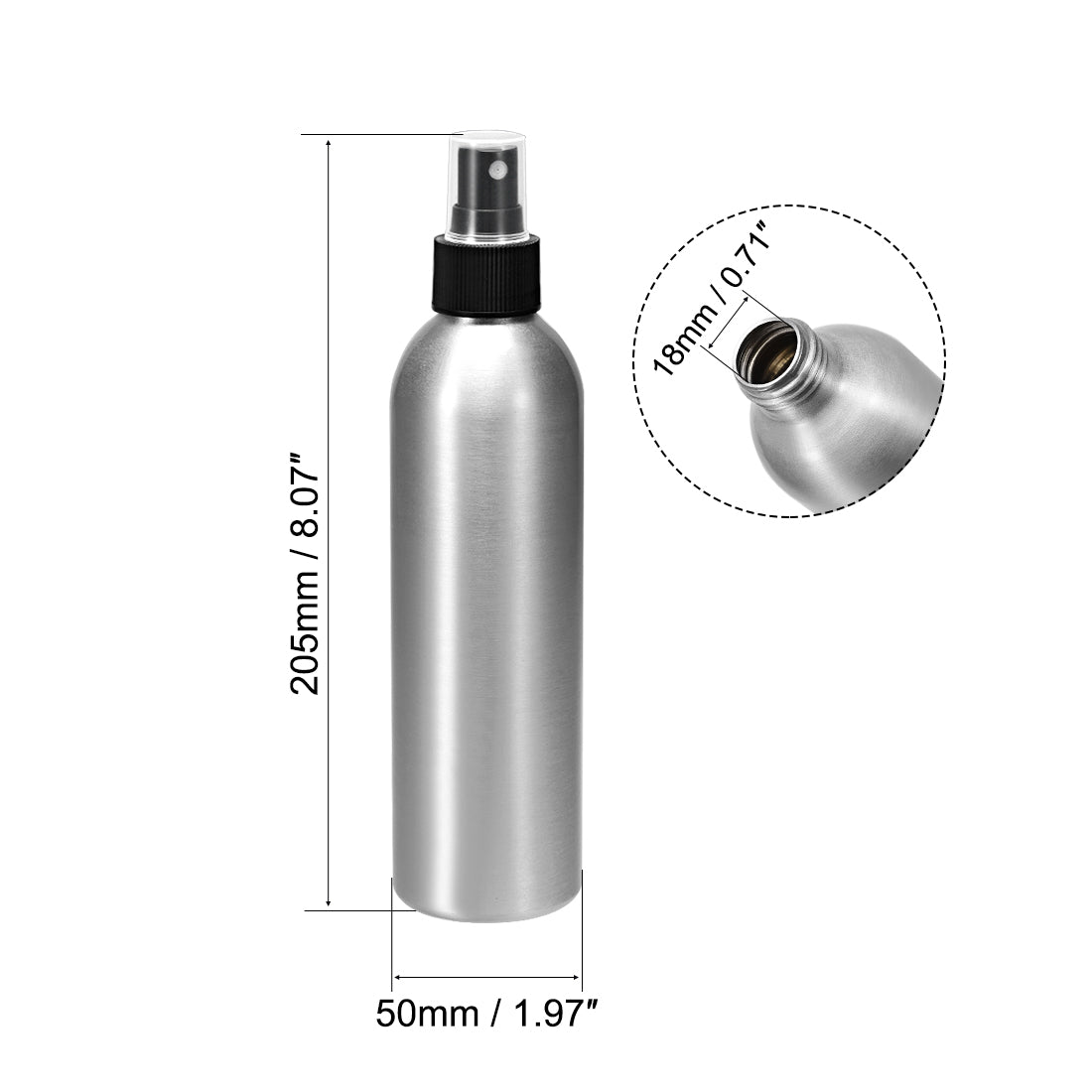 uxcell Uxcell 8.5oz/250ml Aluminium Spray Bottle with Black Fine Mist Sprayer, Empty Refillable Container Travel Bottle