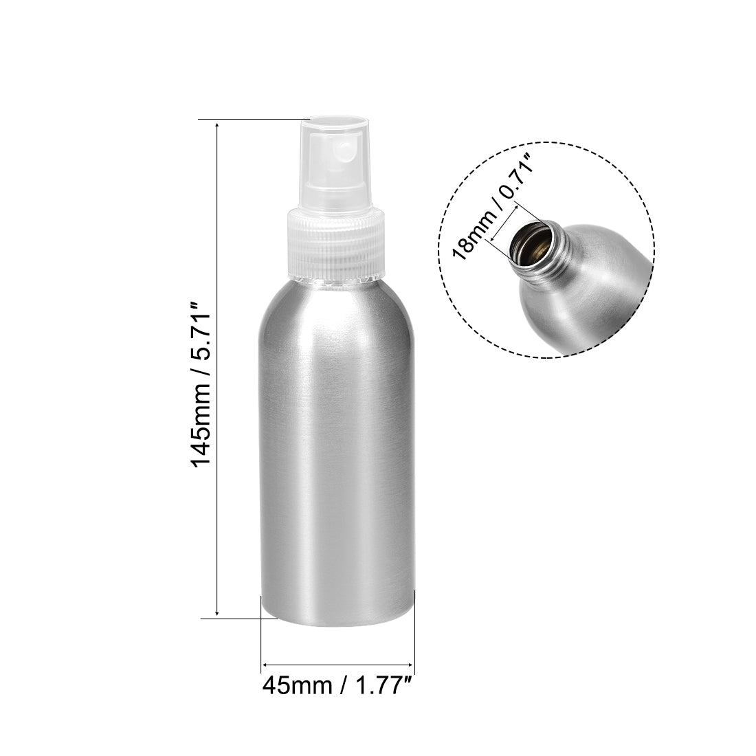 uxcell Uxcell 3pcs 4oz/120ml Aluminium Spray Bottle with Clear Fine Mist Sprayer, Empty Refillable Container Travel Bottle