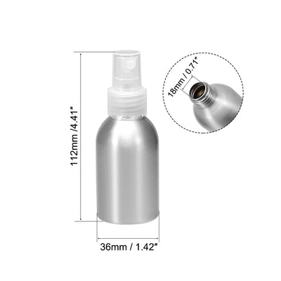 Harfington Uxcell 1.7oz/50ml Aluminium Spray Bottle with Clear Fine Mist Sprayer, Empty Refillable Container Travel Bottle