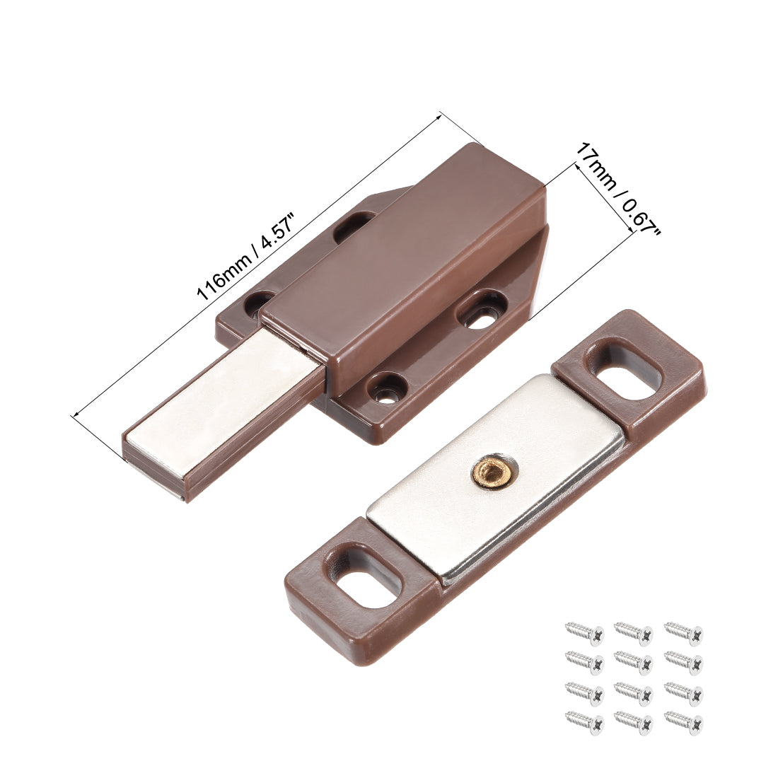 uxcell Uxcell Single Touch Catch Magnetic Latch for Cabinet Door Cupboard Brown 2pcs