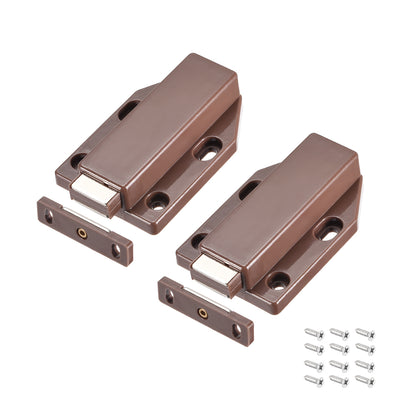 Harfington Uxcell Single Touch Catch Magnetic Latch for Cabinet Door Cupboard Brown 2pcs