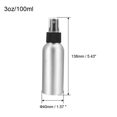 Harfington Uxcell 6pcs 3oz/100ml Aluminium Spray Bottle with Black Fine Mist Sprayer, Empty Refillable Container Travel Bottle