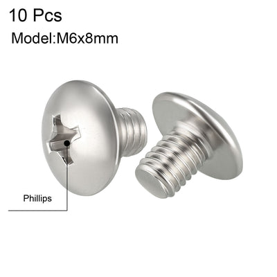 Harfington Uxcell Machine Screws, Phillips Truss Head, 304 Stainless Steel