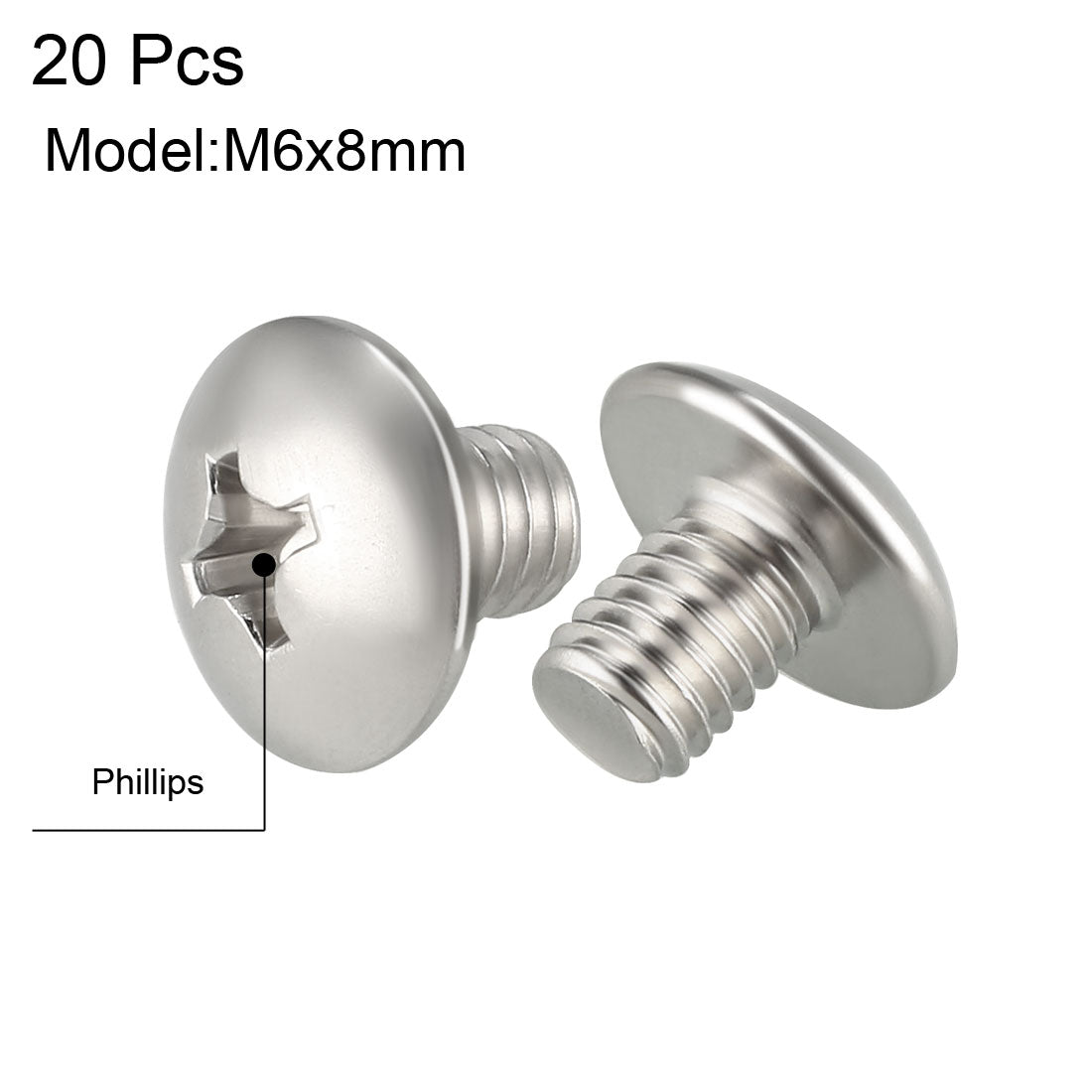 uxcell Uxcell Machine Screws, Phillips Truss Head 304 Stainless Steel