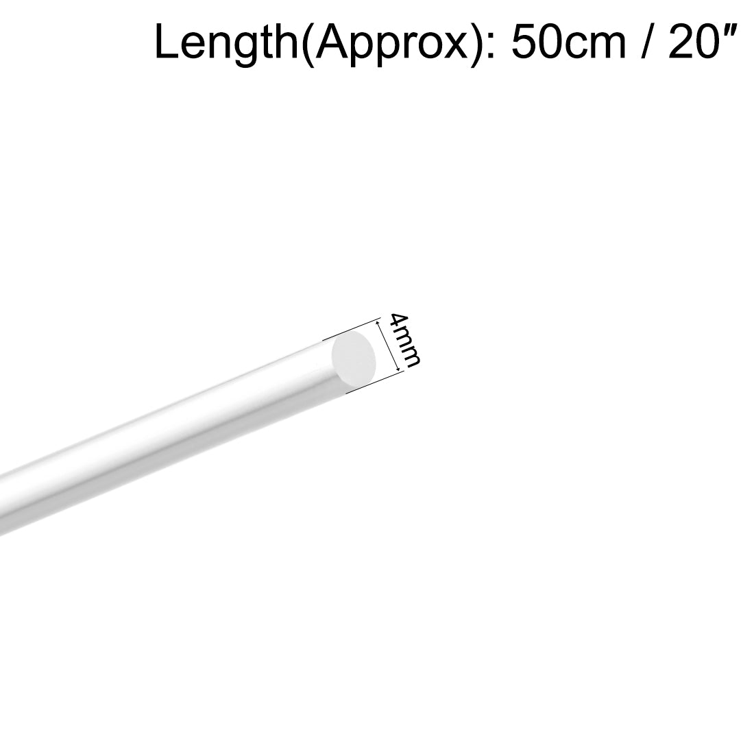 uxcell Uxcell 4mm Dia 20" Long Acrylic Round Rod,Clear Acrylic rods PMMA Bars