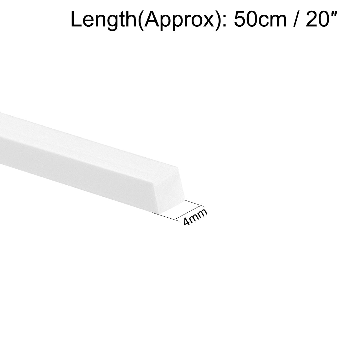 uxcell Uxcell 4mm × 4mm × 20" ABS Plastic Square Bar Rod for Architectural Model Making 4 pcs