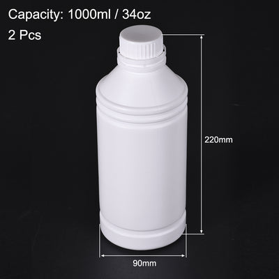 Harfington Uxcell Plastic Lab Chemical Reagent Bottle 1000ml/ 34oz Wide Mouth Sample Sealing Liquid Storage Container 2pcs