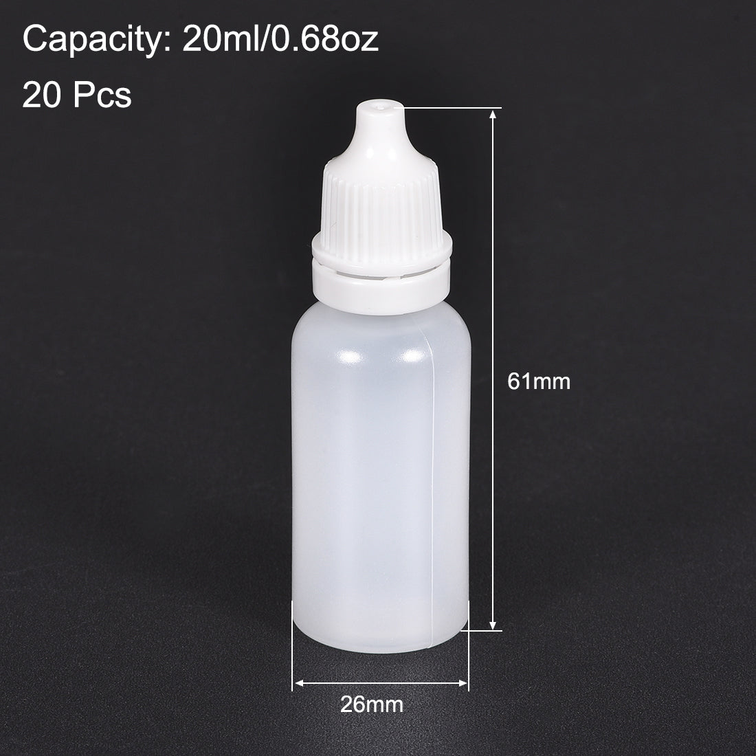 uxcell Uxcell 20ml/0.68 oz Empty Squeezable Dropper Bottle White 20pcs