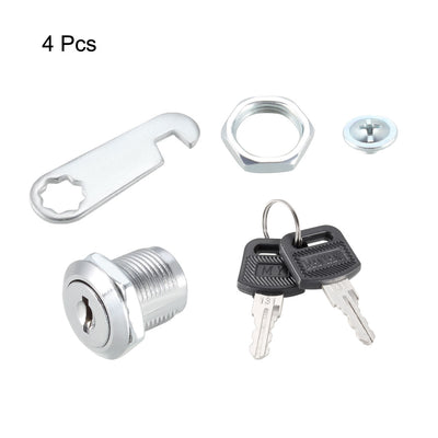 Harfington Uxcell Cam Lock 20mm Cylinder Length Fit Up to 1/2-inch Thick Panel Keyed Alike 4Pcs